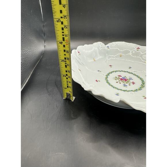 Antique Haviland Limoges Vieux Paris Porcelian Leaf Edged Serving Bowl 9.5" - Picture 9 of 10